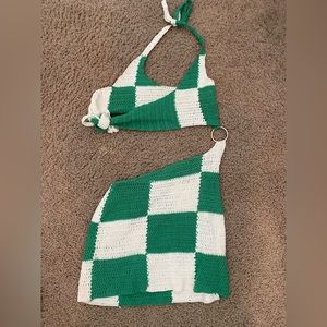 Pepper Mayo Green & White Checker dress